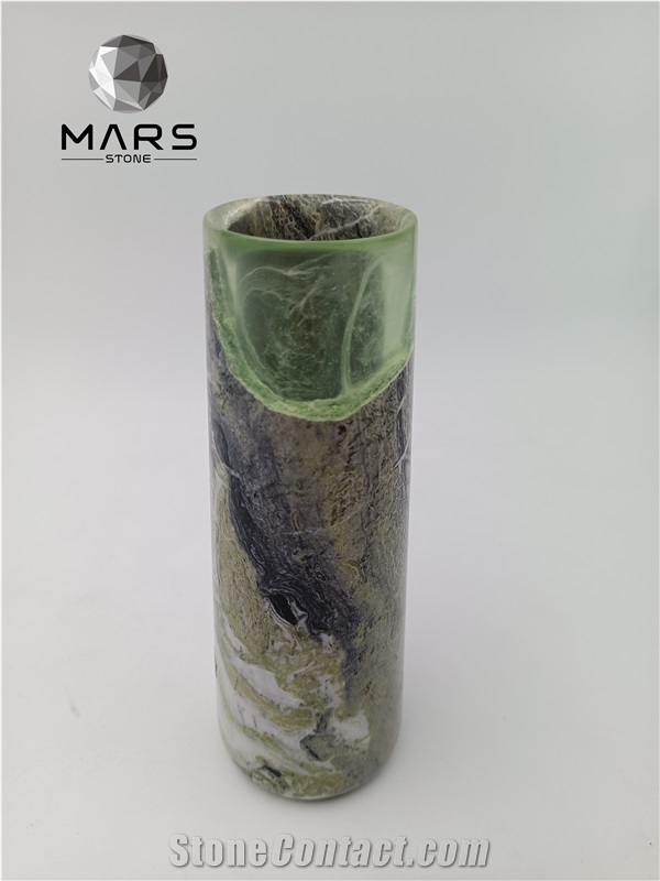 Marble Light Green Jade Flower Vase Stone Vase
